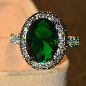 Luxury Male Female Big Oval Ring Gorgeous Green Red White Stone Ring Promise Wedding Engagement Rings For Men And Women