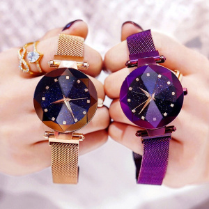 Luxury Women Starry Sky Magnetic Watches For Women 3D Glass Dial Ladies Diamond Quartz Wrist Watch Clock Relogio Feminino