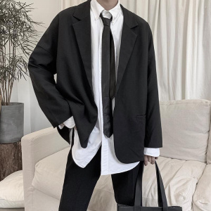 Blazers Men Single Button Loose Pockets All-match Trendy Casual Korean Style Retro Mens Suits Ulzzang Chic Tops Harajuku