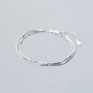 Korean Fashion Simple  layer  Bracelets For Women Silver 925 Jewelry Hot Fashion 925 Sterling Silver Bracelet For Women