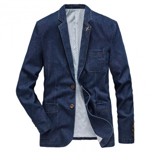 M-4XL Denim Blazer Men Jacket Cotton Autumn Spring Fashion Male Clothes Slim Fit Business Jean Coats Men Casual Suits  MY189