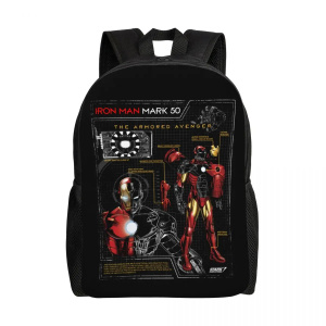 Custom Iron Man Armored Schematic Backpack for Women Men Water Resistant School College Bag Print Bookbag