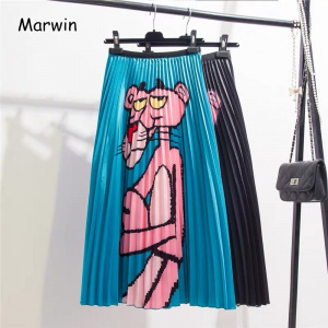 Marwin 2019 Spring Autumn New-Coming Printing Cartoon Pattern High Street Europen Style Women Skirts High Elastic Quality Skirts