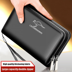 men's leather wallet Large Capacity billeteras para hombre Double Zipper Men Clutch Bag  portafoglio uomo Male Business Wallet