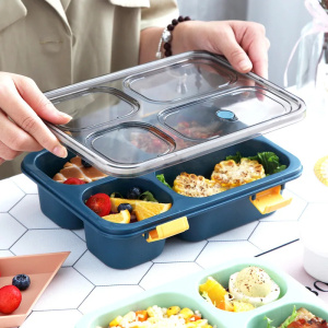 Plastic Bento Box With Compartment Portable Lunch Box Microwave Safe Adult Kid School Office Fruit Salad Boxes Food Container