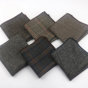 New Classic Style Men's Handkerchief Scarves Vintage Wool Hankies Men's Pocket Square Striped Solid Cotton 24*24CM