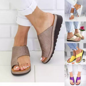 Women Sandals Comfy Platform Flat Shoes Sole Ladies Casual Soft Big Toe Foot Sandal Orthopedic Bunion Corrector Slippers