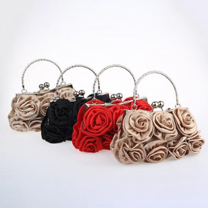 Luxury Rose Flower Pattern Clutch Bag Evening Bag for Women