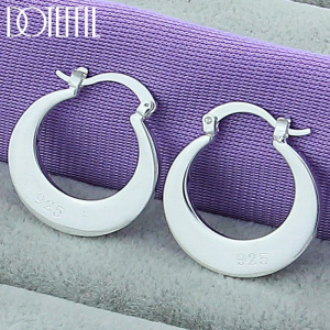 DOTEFFIL 925 Sterling Silver Sickle Hoop Earrings For Woman Wedding Engagement Party Fashion Charm Jewelry