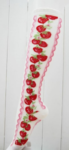 lolita tube socks strawberry lace socks with beautiful flowers female Lolita socks japanese Sweet Kawaii Girl party palace