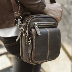 Quality Leather Male Multifunction Fashion Messenger bag Casual Design Crossbody One Shoulder bag Satchel Tote School Bag 8025-d