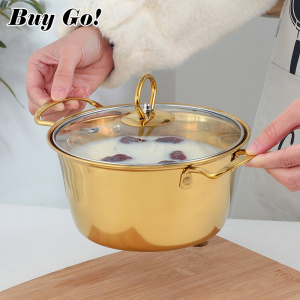 Small Instant Noodle Pot Stainless Steel Thickened Soup Pot Milk Pan With Glass Lid Cooking Iduction Gas Pots Boiler Cookware
