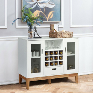 Wood Wine Storage Cabinet Sideboard Console Buffet Server-White