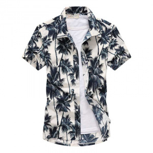 Palm Tree Printed Short Sleeve 5XL Hawaiian Beach Shirt for Men