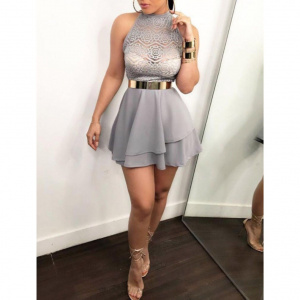 New summer  Sexy High Slit Peplum Slim hollow out  Bodycon Elegant  A-line  Dress Female O neck Long Sleeve Dress Vestidos