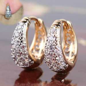 Gold-plated Inlaid Crystal Cubic Zirconia Fashion Ladies Earrings Cartilage Dainty Huggie Hoops Silver Color Ear Rings for Women