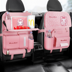 Cartoon Car Back Seat Organizer aStorage Bag Kids Cute Style Travel Folding Dining Table Car Accessories Auto Seat Back Hang Bag