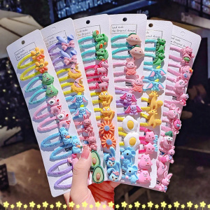 10Pcs/set Girls Cute Cartoon Korean Style Fabric Unicorn Princess Hair Clips for Kid Sweet Fashion Hairpin Barrettes Accessories