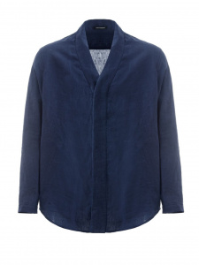 Relaxed Fit Jacket Shirt in Blue Linen