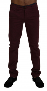 Maroon Cotton Stretch Skinny Casual Men Pants