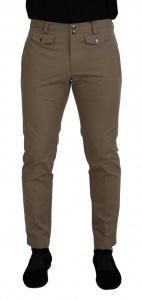 Brown Cotton Slim Fit Mens Pants