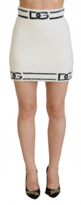 Ivory DG Logo Print High Waist Mini Skirt