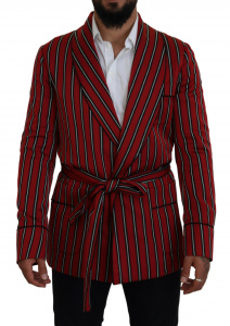 Red Striped Martini Printed Lining Robe