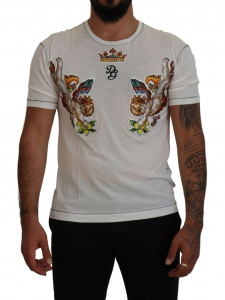 White Printed Short Sleeves Men T-shirt