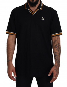 Black Silk Collar Short Sleeve Polo  T-shirt