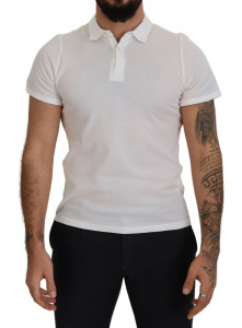 White Cotton Collared Short Sleeves Polo T-shirt