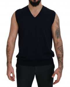 Black Cotton V-neck Sleeveless Tank T-shirt