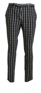 Black Checkered Cotton Casual Pants