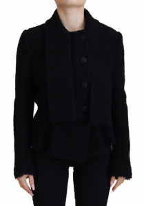 Black Wool Coat Blazer Wrap Jacket