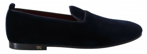 Blue Velvet Slipper Loafers Dress Shoes