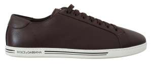 Brown Leather Low Top Casual Sneakers Shoes
