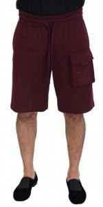Maroon Cotton Cargo Mens Casual Shorts