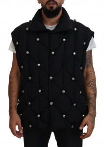 Black Sleeveless DG Metal Embellishment Jacket