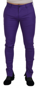 Purple Wool Slim Fit Chino Pants