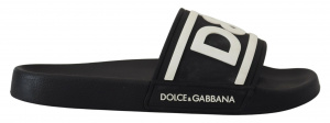 Black Rubber D&G Logo Shoes Slides Sandals