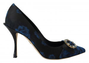 Blue Crystal Embellished Heels Pumps Shoes