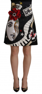 Black Love Clock Sequined Piano Skirt
