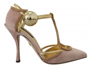 Pink Crystal T-strap Heels Pumps Shoes