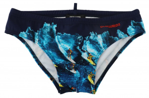 Multicolor Graphic Print Men Swim Brief Swimwear