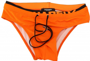 Orange Solid Polyamide Men Swim Brief Swimwear