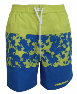 Blue Green Logo Print Men Beachwear Shorts Swimwear