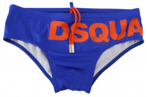 Blue Orange Logo Printed Men Swim Brief  Swimwear