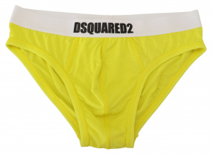Yellow White Logo Modal Stretch Men Brief Underwear