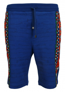 Blue Cotton Printed Bermuda Shorts