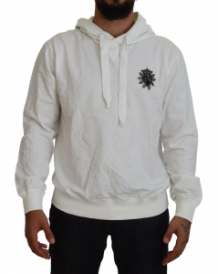 White Cotton Hooded Sweatshirt Logo Sweater