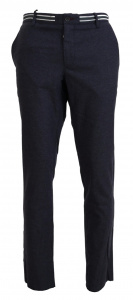 Black Polyester Tapered Dress Pants